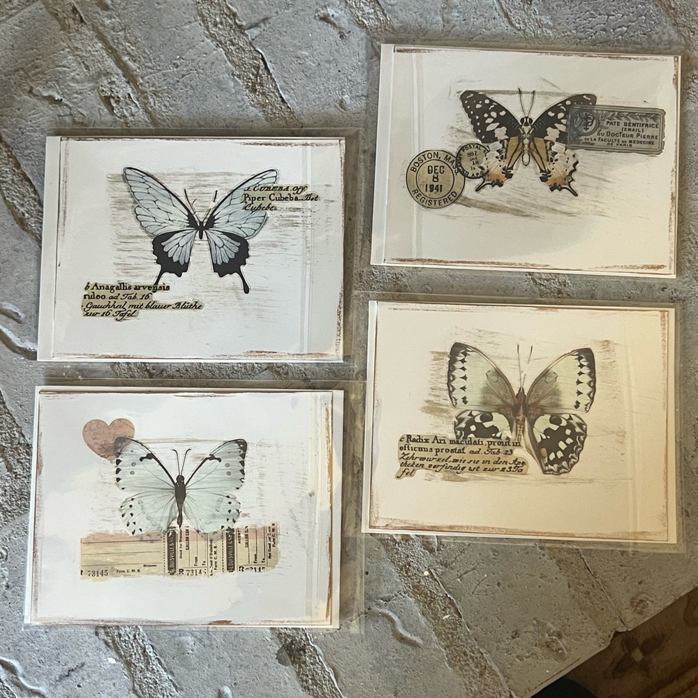 Butterfly Art Handmade Blank Note Cards Print Set